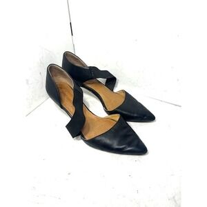 Corso Como Womens Black Leather dOrsay Elastic Strap Pointed Toe Kitten Heels 8M